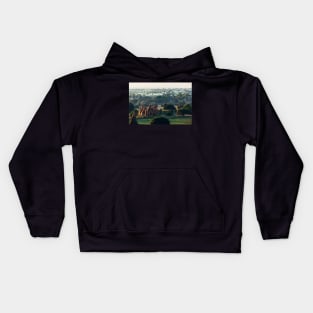 Mystical Morning Fog at Bagan Pagodas (Myanmar, Burma) Kids Hoodie